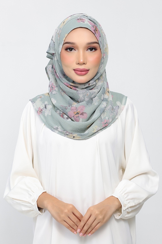 Cottage Sage - Printed Plus Crinkled Chiffon