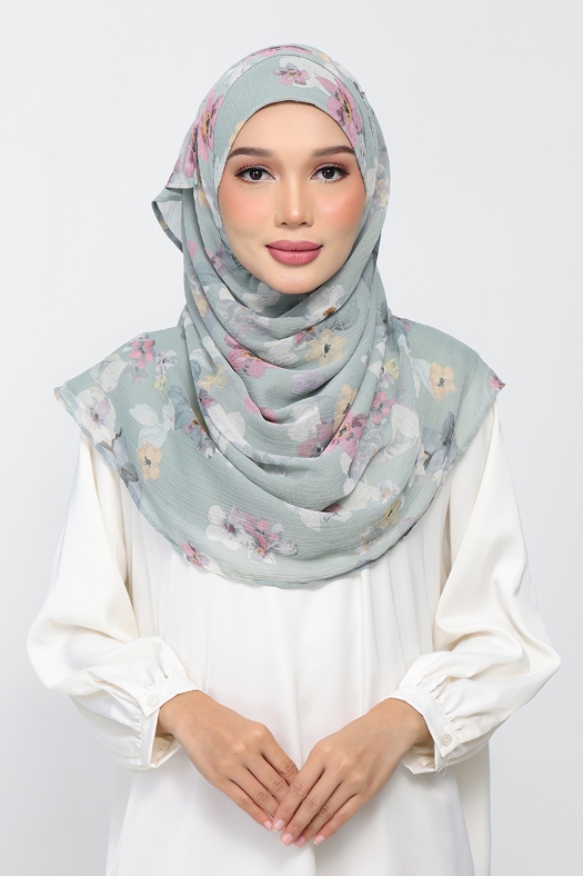 Cottage Sage - Printed Plus Crinkled Chiffon