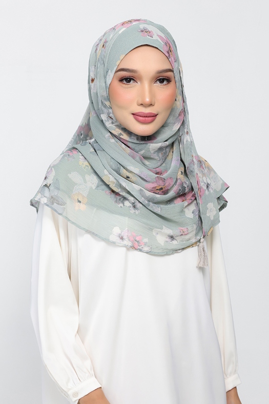 Cottage Sage - Printed Plus Crinkled Chiffon