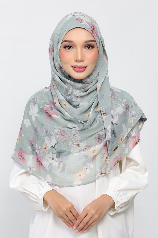 Cottage Sage - Printed Plus Crinkled Chiffon
