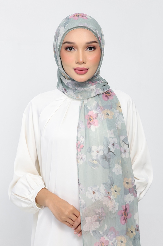 Cottage Sage - Printed Plus Crinkled Chiffon