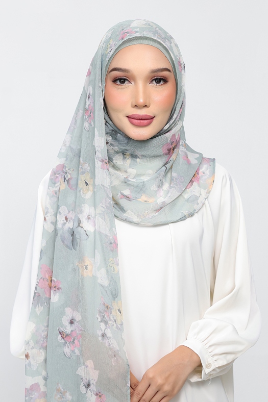 Cottage Sage - Printed Plus Crinkled Chiffon