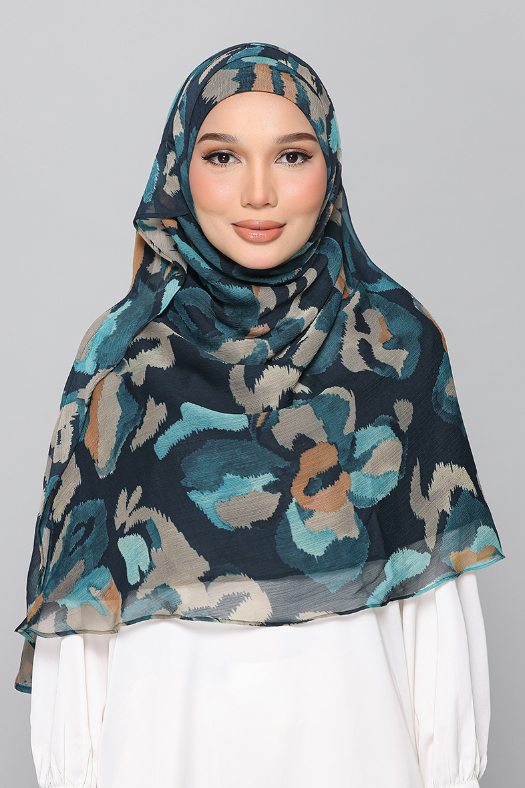 Emerald Camouflage - Printed Plus Crinkled Chiffon