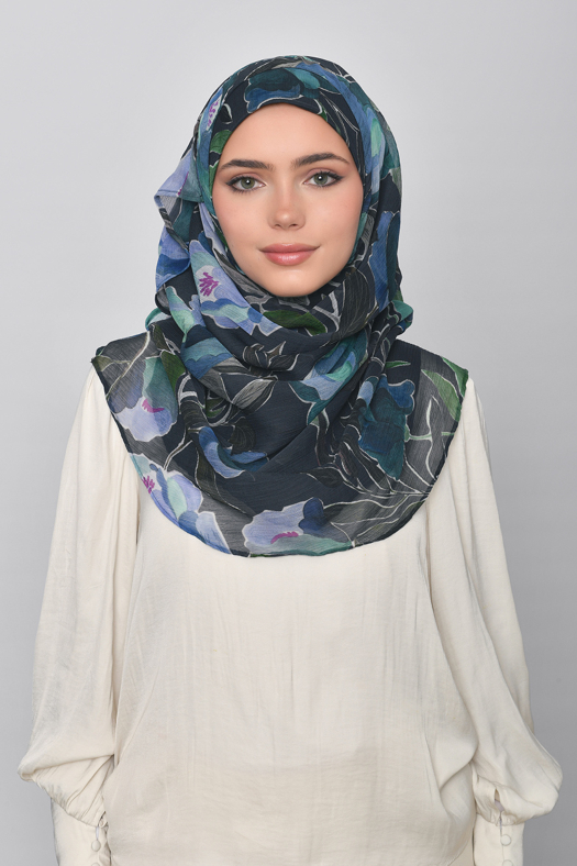 Megaflora - Printed Crinkled Chiffon