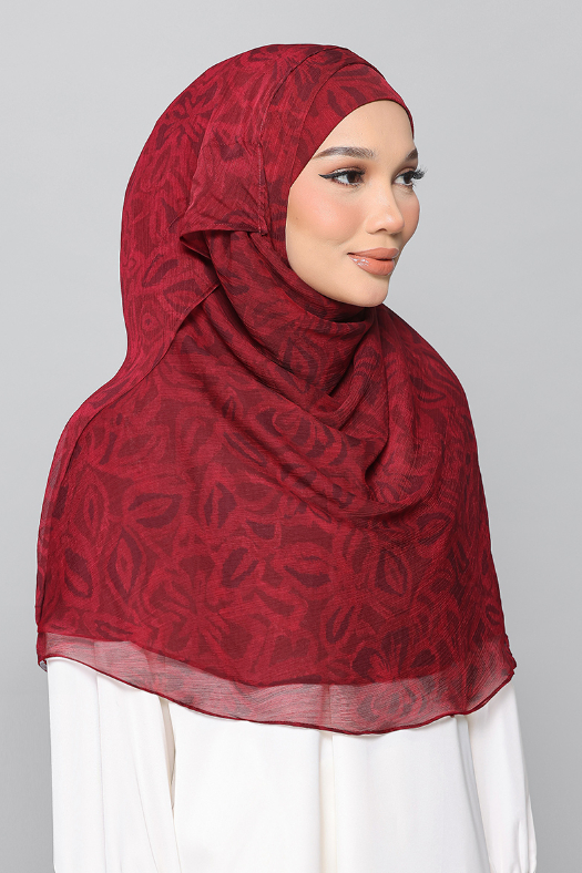 Scarlet Leaf - Printed Plus Crinkled Chiffon