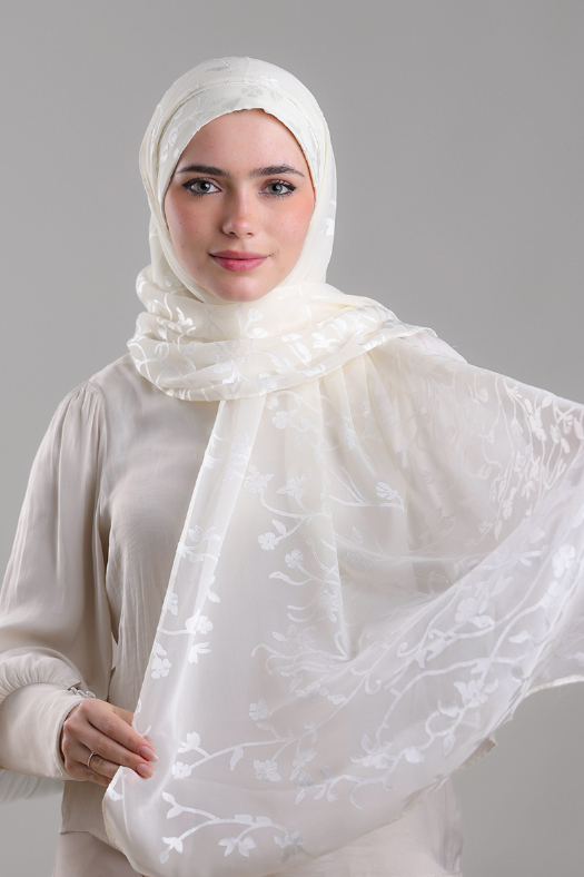 Sheikh Zayed OffWhite - Premium Plain Brasso Georgette