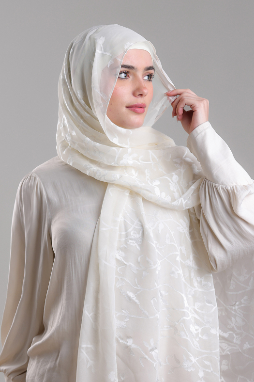Sheikh Zayed OffWhite - Premium Plain Brasso Georgette