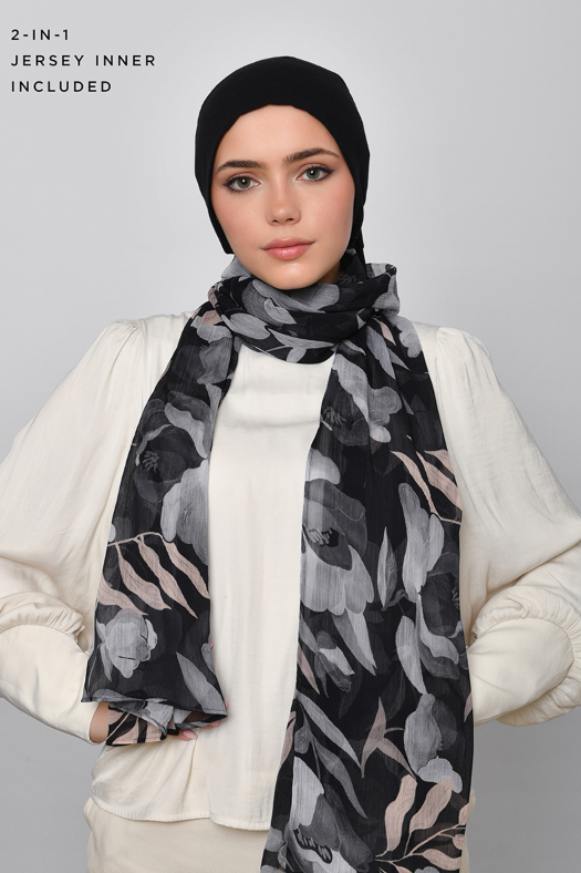 Sterling Camelia - Printed Crinkled Chiffon