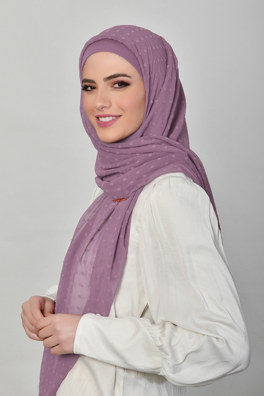 Vintage Purple - Plain Mosaic Butti Chiffon