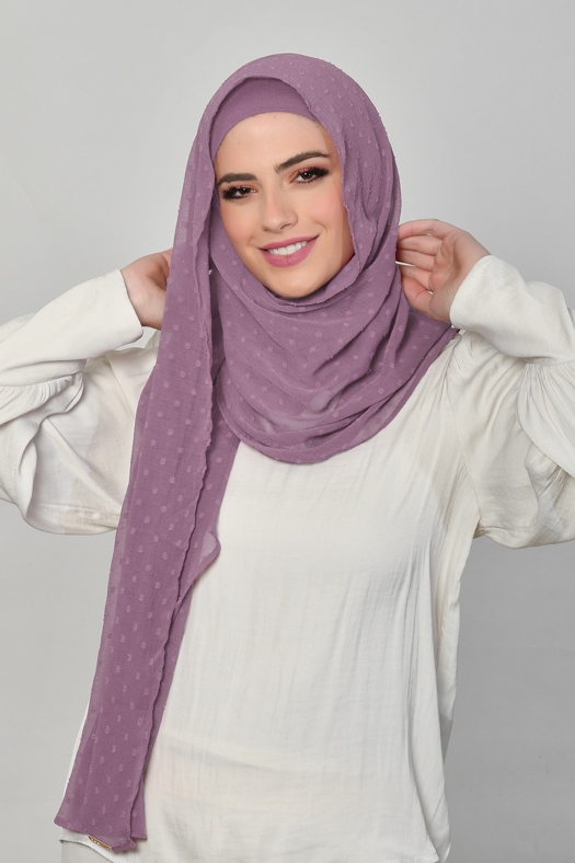 Vintage Purple - Plain Mosaic Butti Chiffon