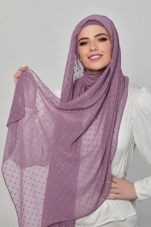 Vintage Purple - Plain Mosaic Butti Chiffon