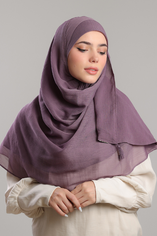 Vintage Plum - Plain Crinkle Chiffon