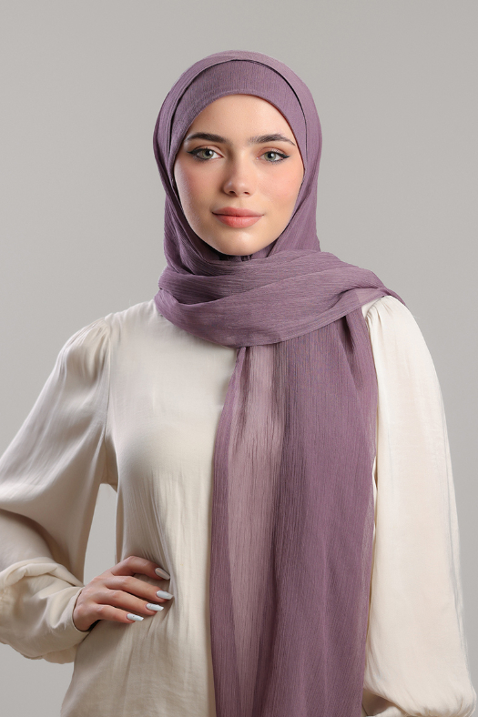 Vintage Plum - Plain Crinkle Chiffon