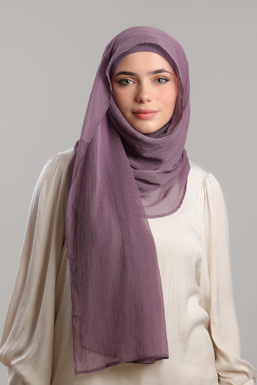 Vintage Plum - Plain Crinkle Chiffon