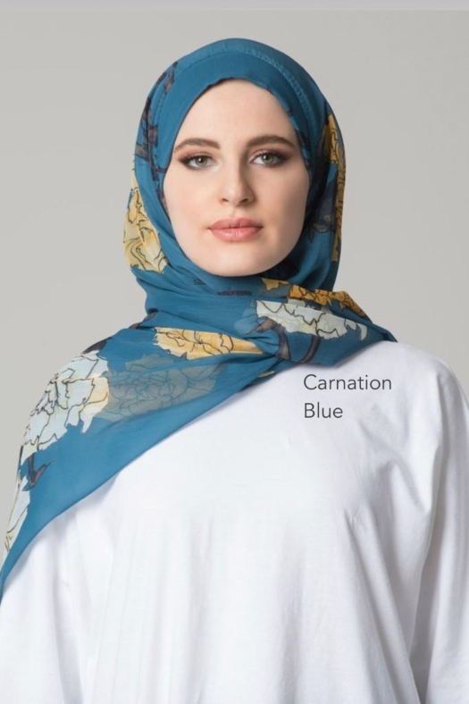 Carnation Blue – Printed Smooth Chiffon
