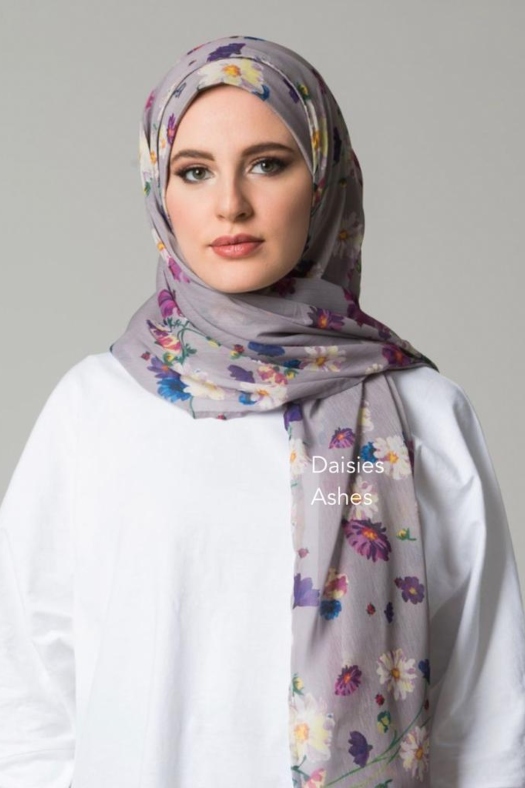 Daisies Ashes - Printed Smooth Chiffon