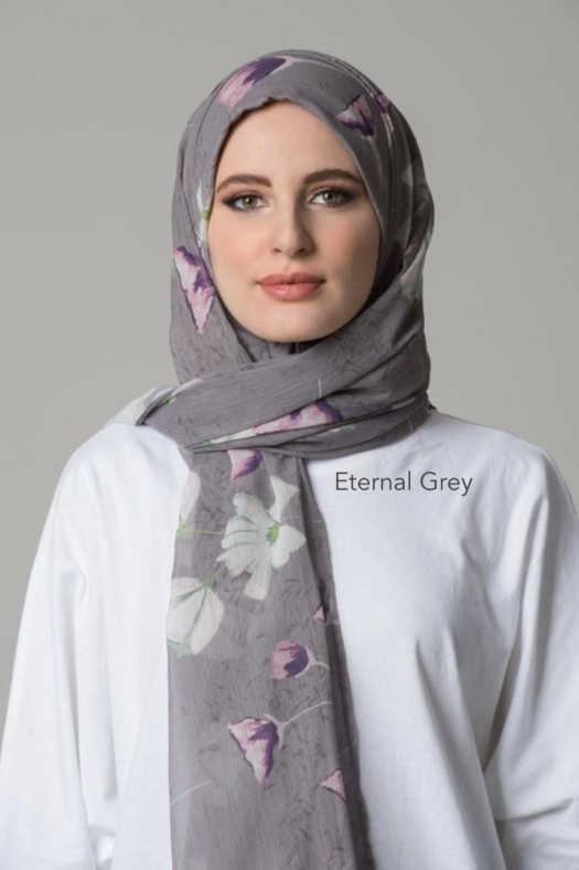 Eternal Grey – Printed HD Smooth Chiffon
