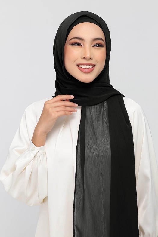 Jet Black - Plain Crepe Chiffon