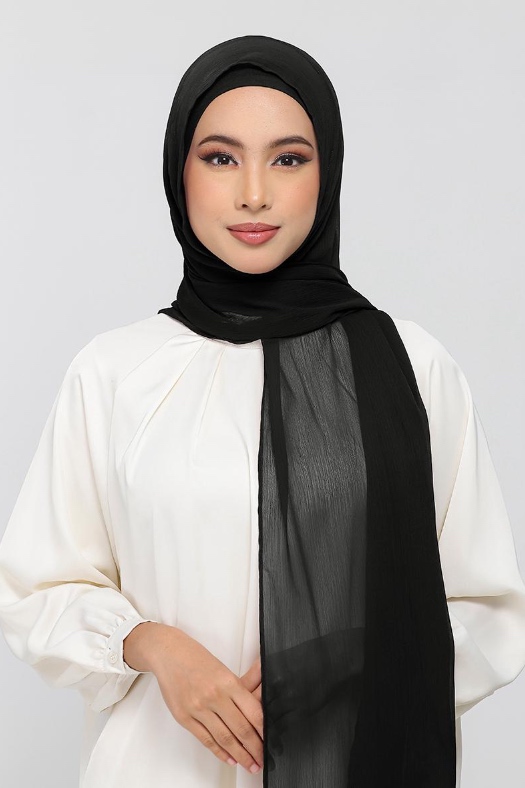 Jet Black - Plain Crepe Chiffon