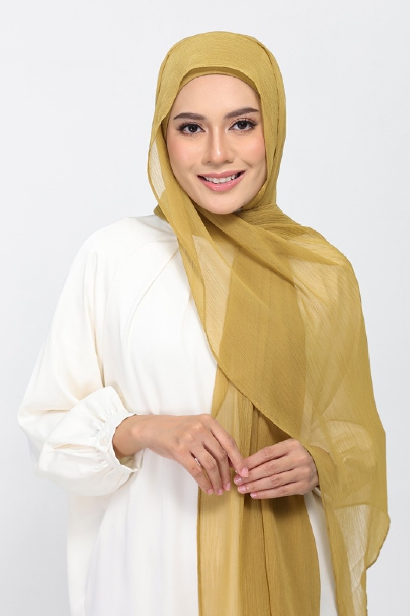 Bronze Mist - Plain Crinkled Chiffon