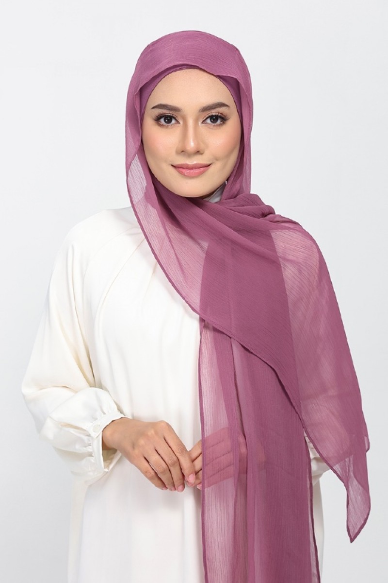 Damson Pink - Plain Crinkled Chiffon