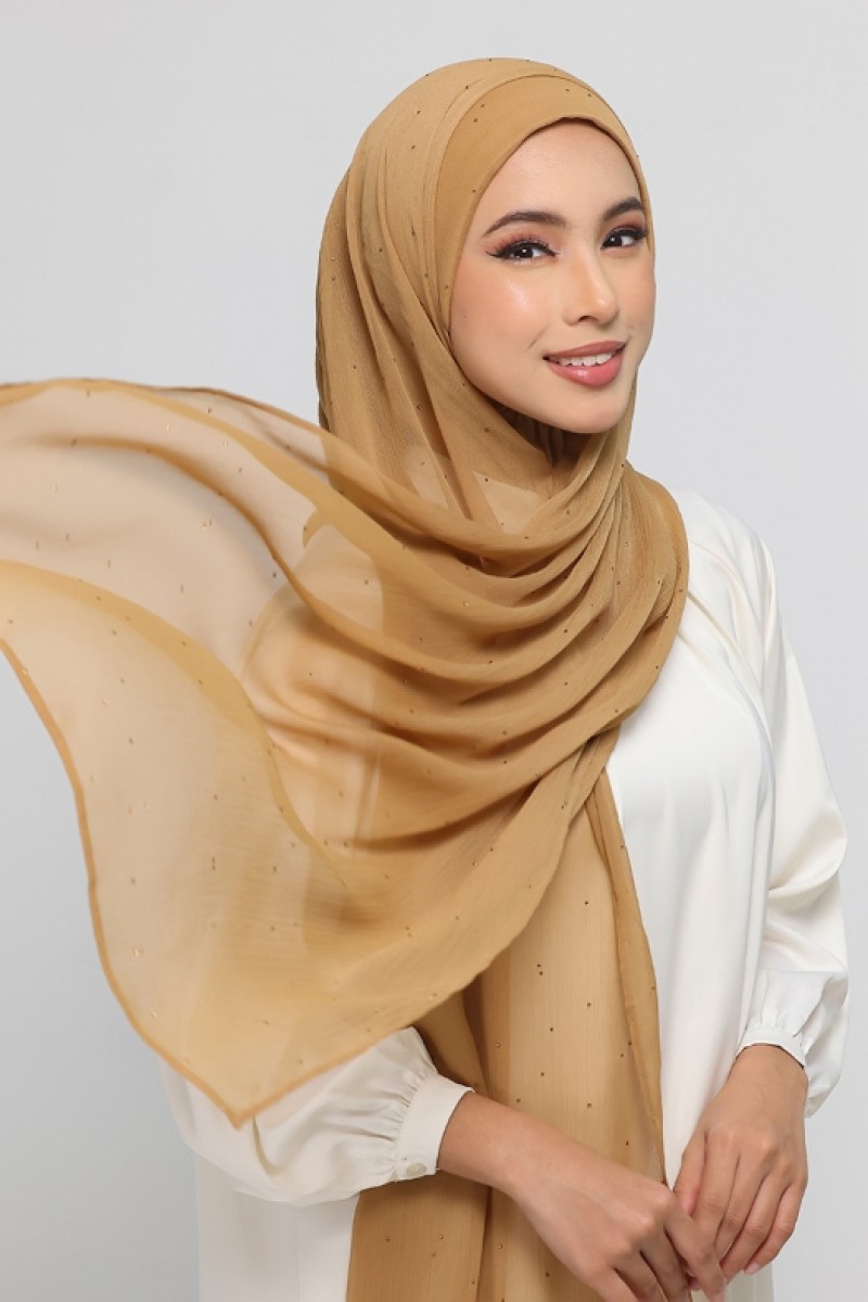 Topaz - Plain Crinkled Chiffon Crystals