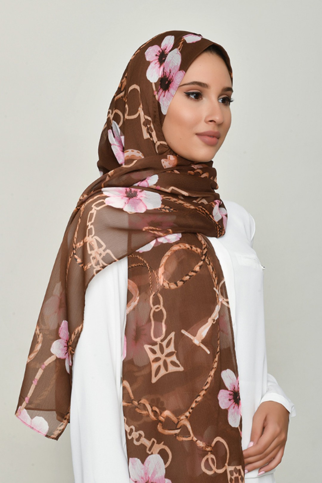 Blossom Brown - Printed Crinkled Chiffon