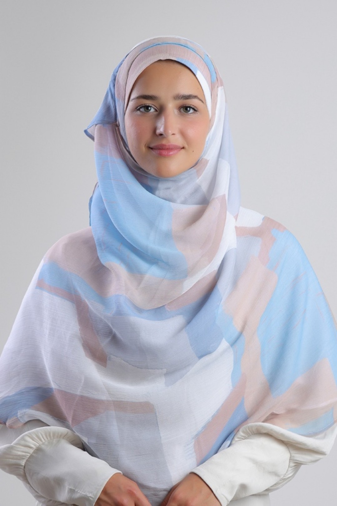 Blueberry Cream - Printed Plus Crinkled Chiffon