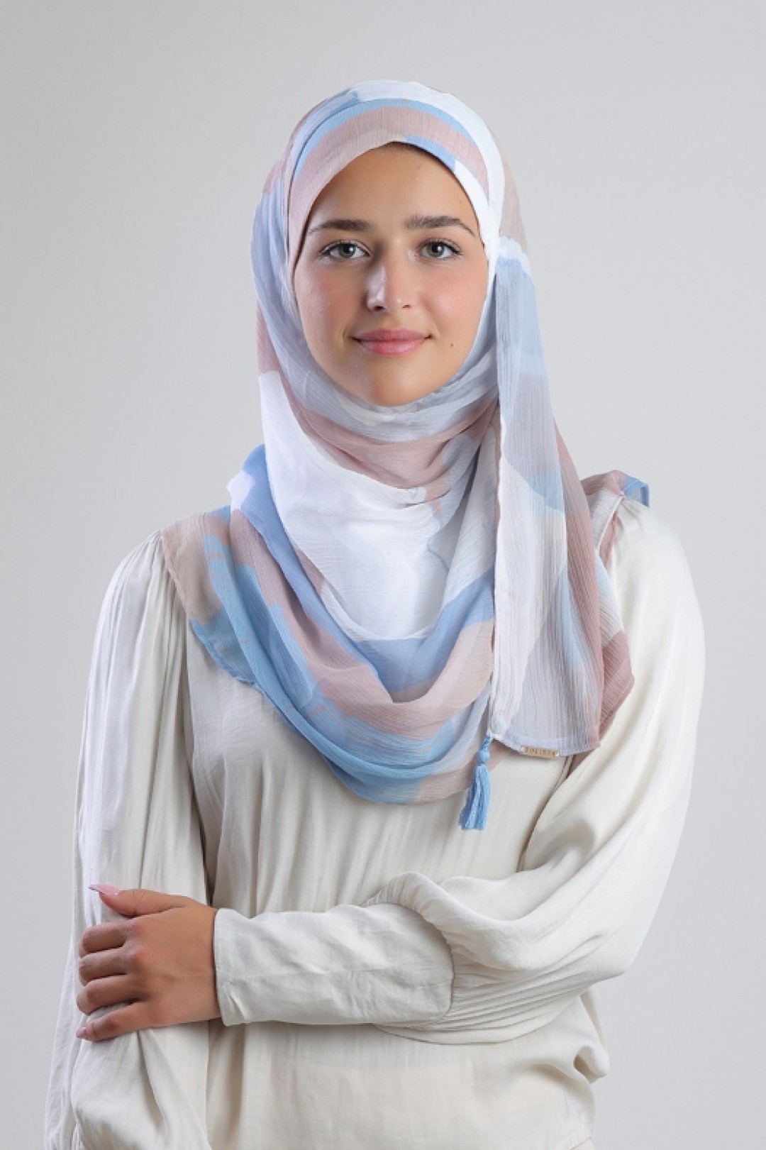 Blueberry Cream - Printed Plus Crinkled Chiffon