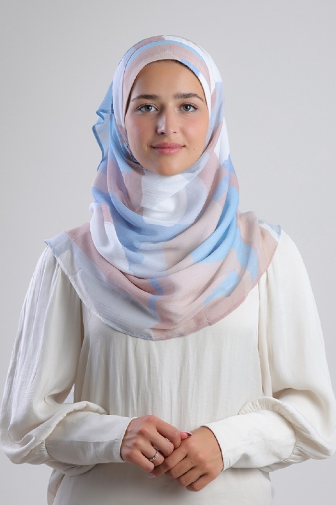 Blueberry Cream - Printed Plus Crinkled Chiffon