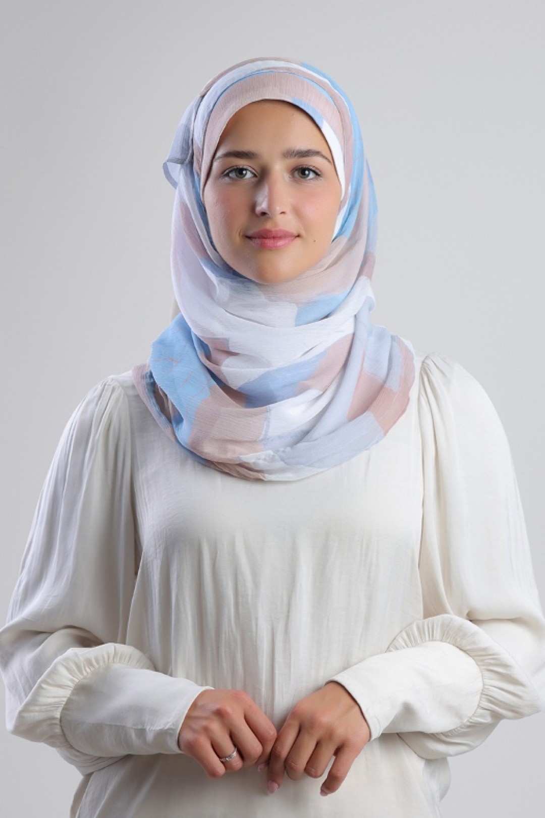 Blueberry Cream - Printed Plus Crinkled Chiffon