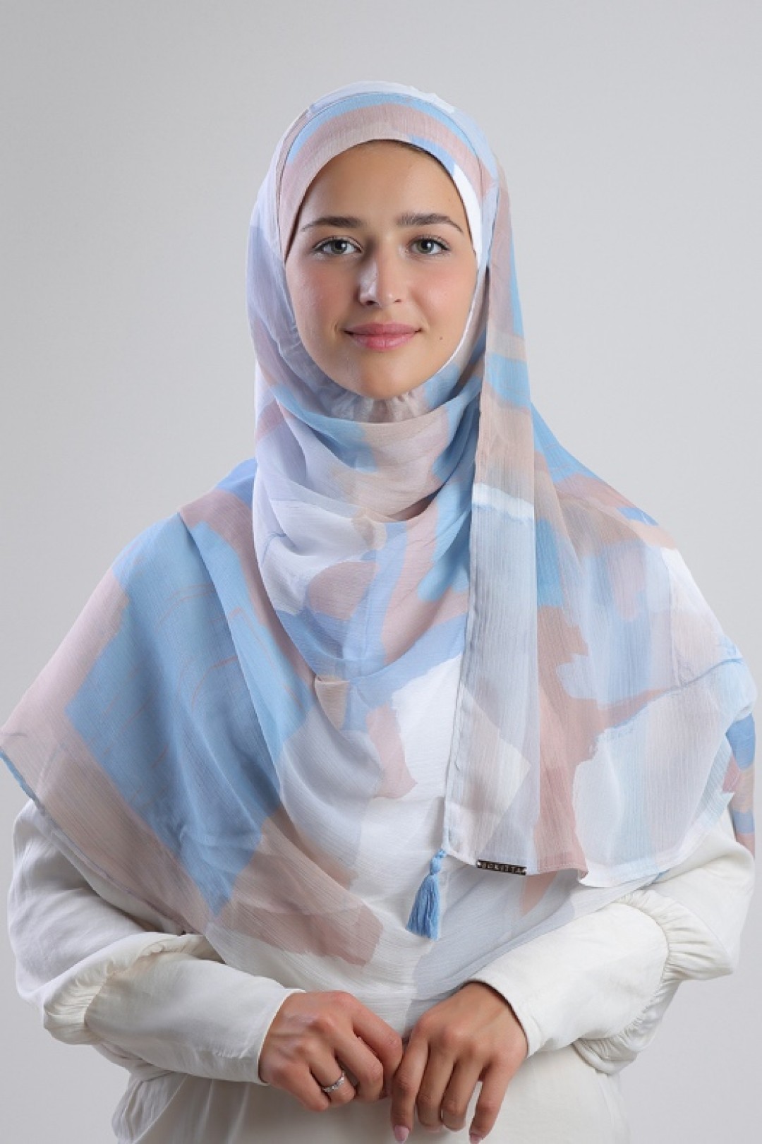 Blueberry Cream - Printed Plus Crinkled Chiffon