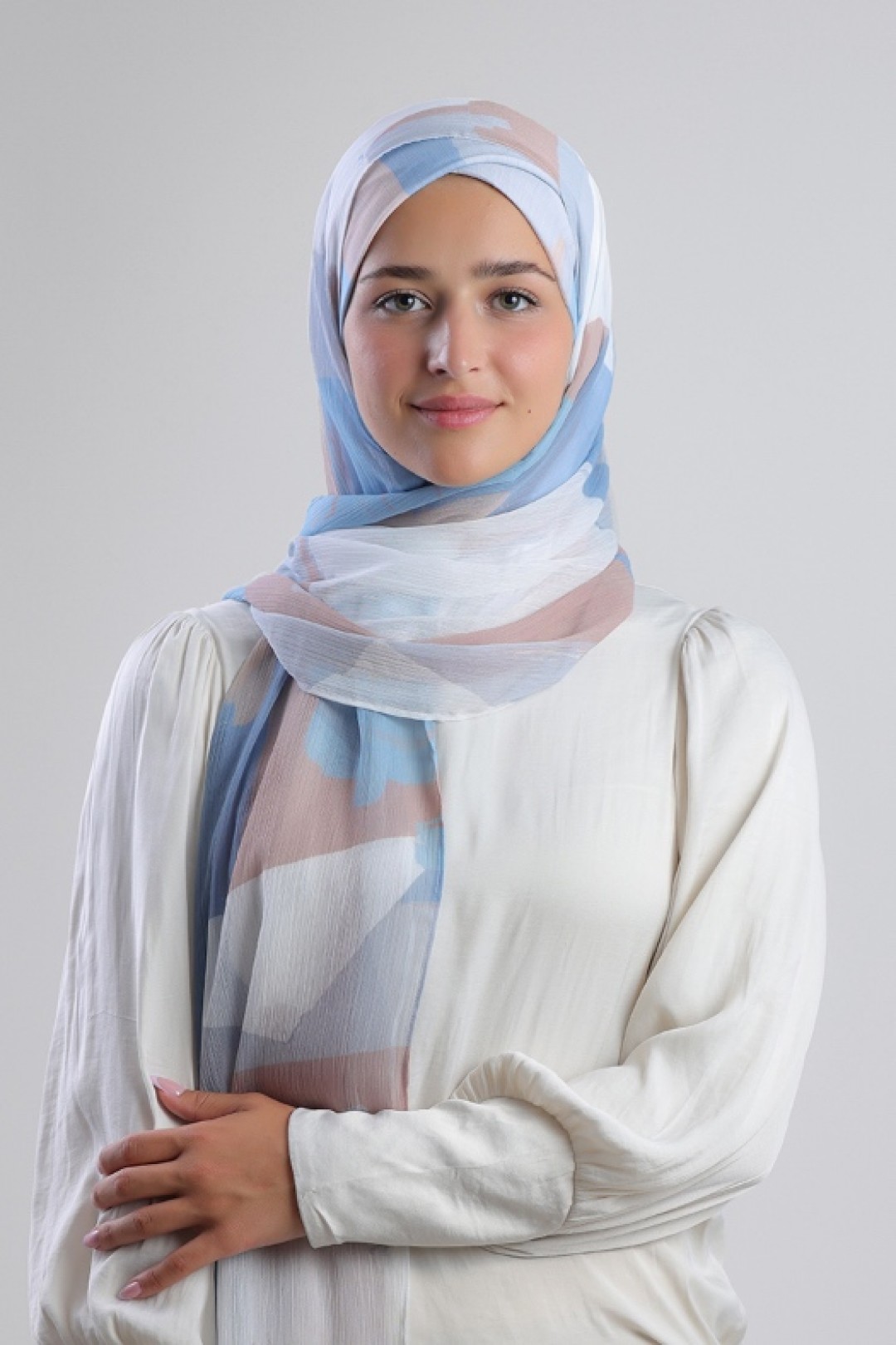 Blueberry Cream - Printed Plus Crinkled Chiffon