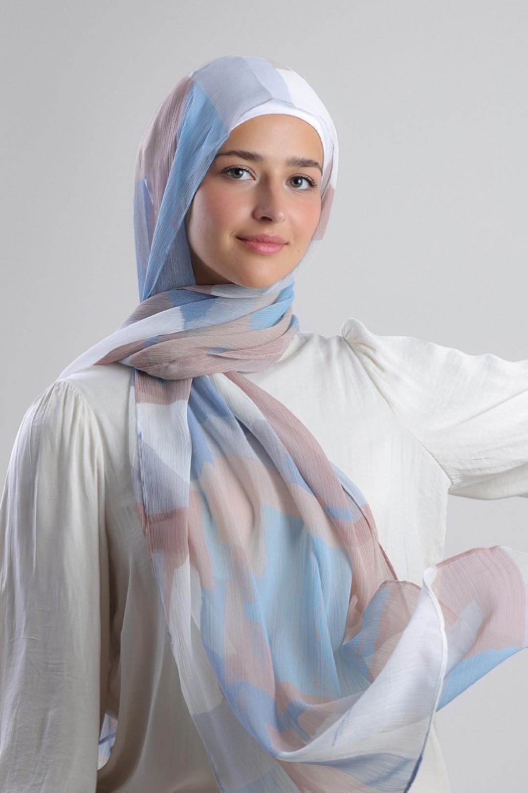 Blueberry Cream - Printed Plus Crinkled Chiffon