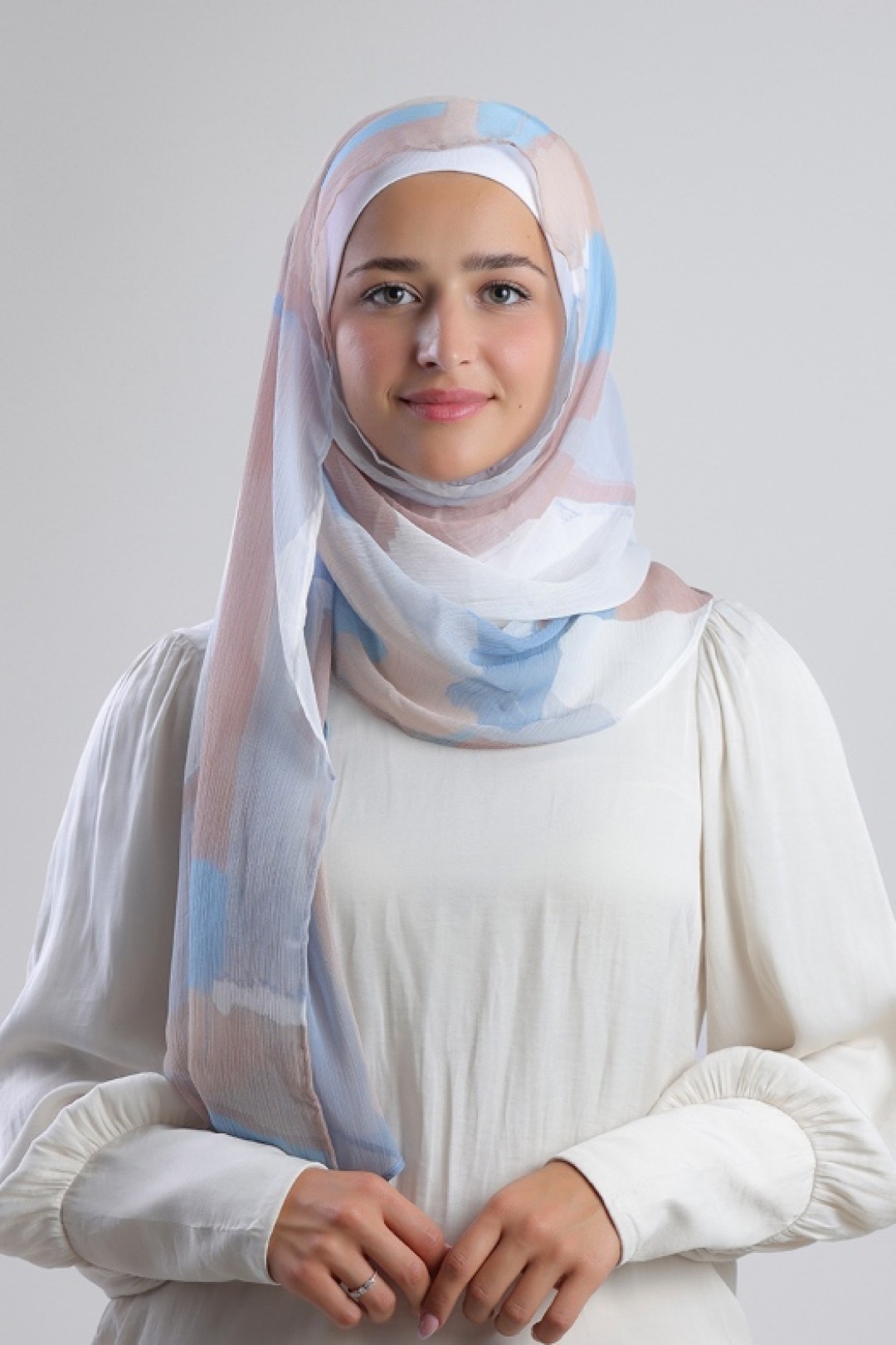 Blueberry Cream - Printed Plus Crinkled Chiffon
