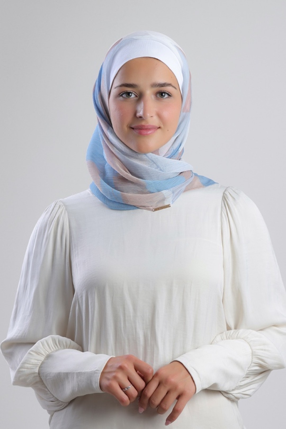 Blueberry Cream - Printed Plus Crinkled Chiffon