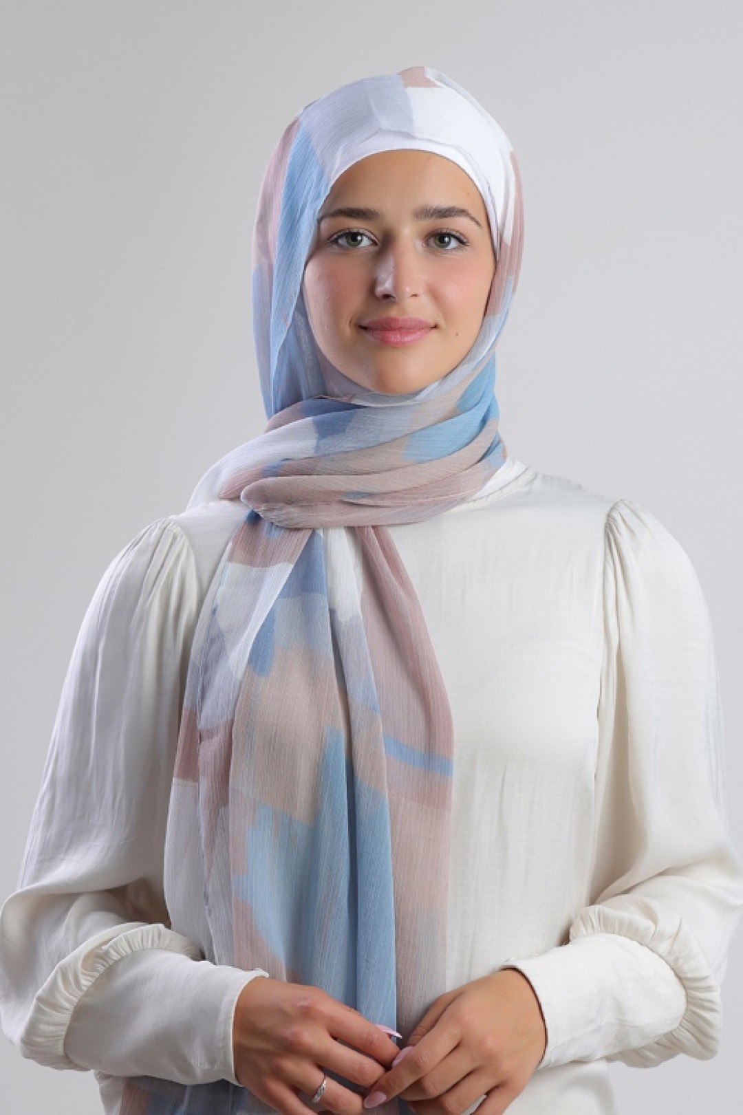 Blueberry Cream - Printed Plus Crinkled Chiffon