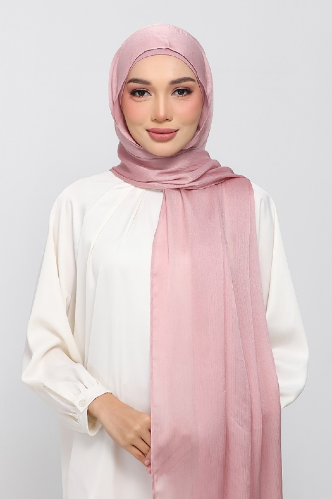Blush Pink - Plain Crinkled Satin