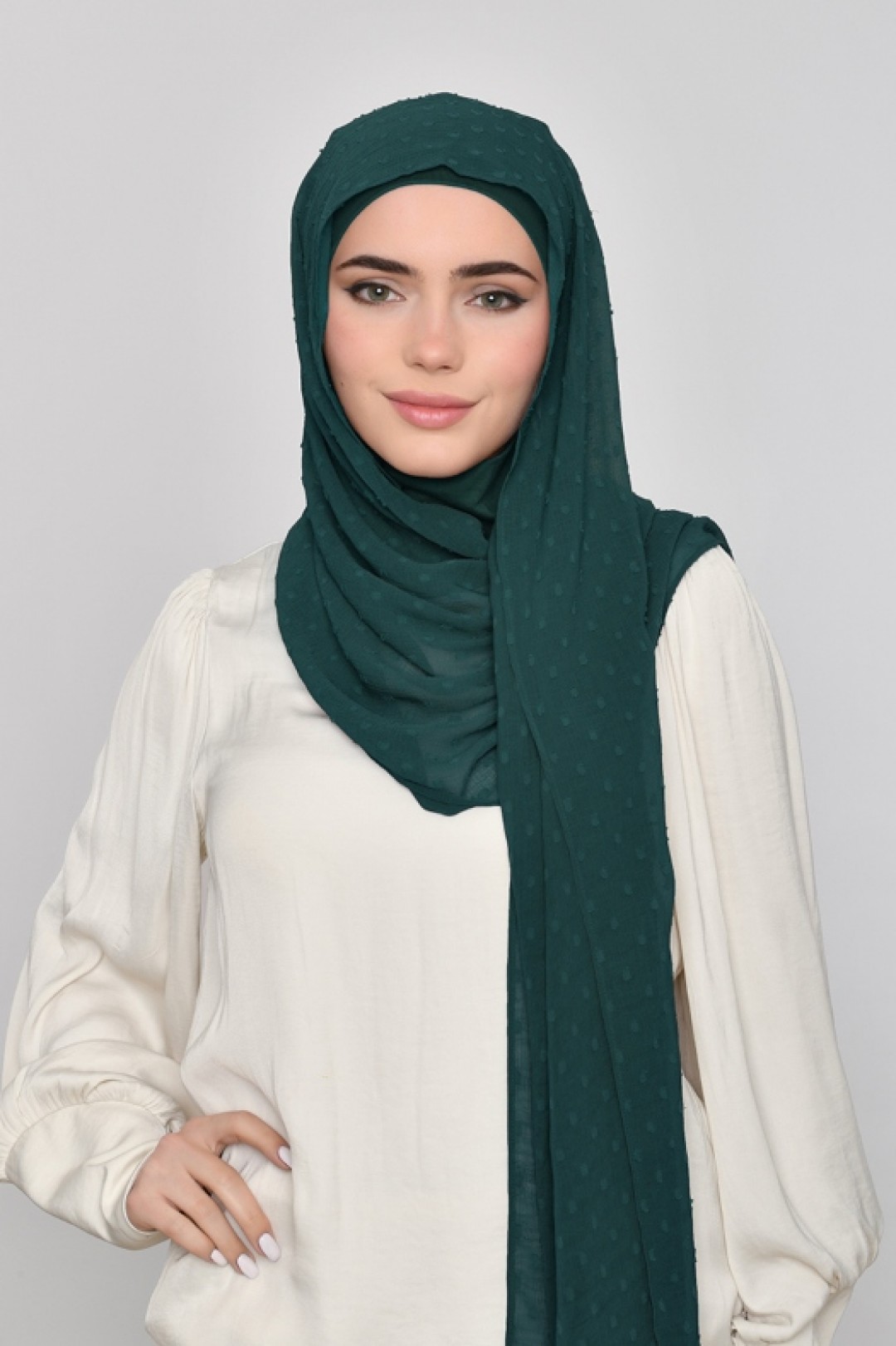 Emerald - Plain Mosaic Butti Chiffon