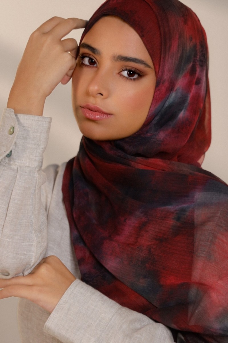 Burning Rose - Printed Plus Crinkled Chiffon