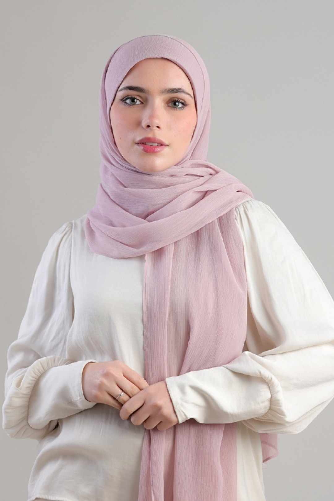 Light Mauve - Plain Crinkled Chiffon
