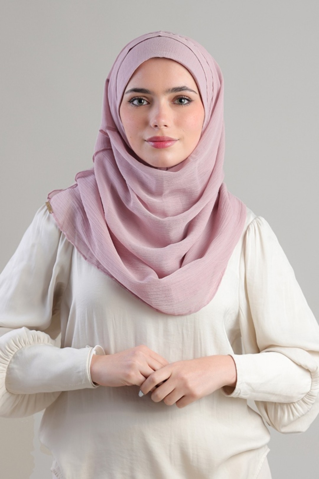Light Mauve - Plain Crinkled Chiffon