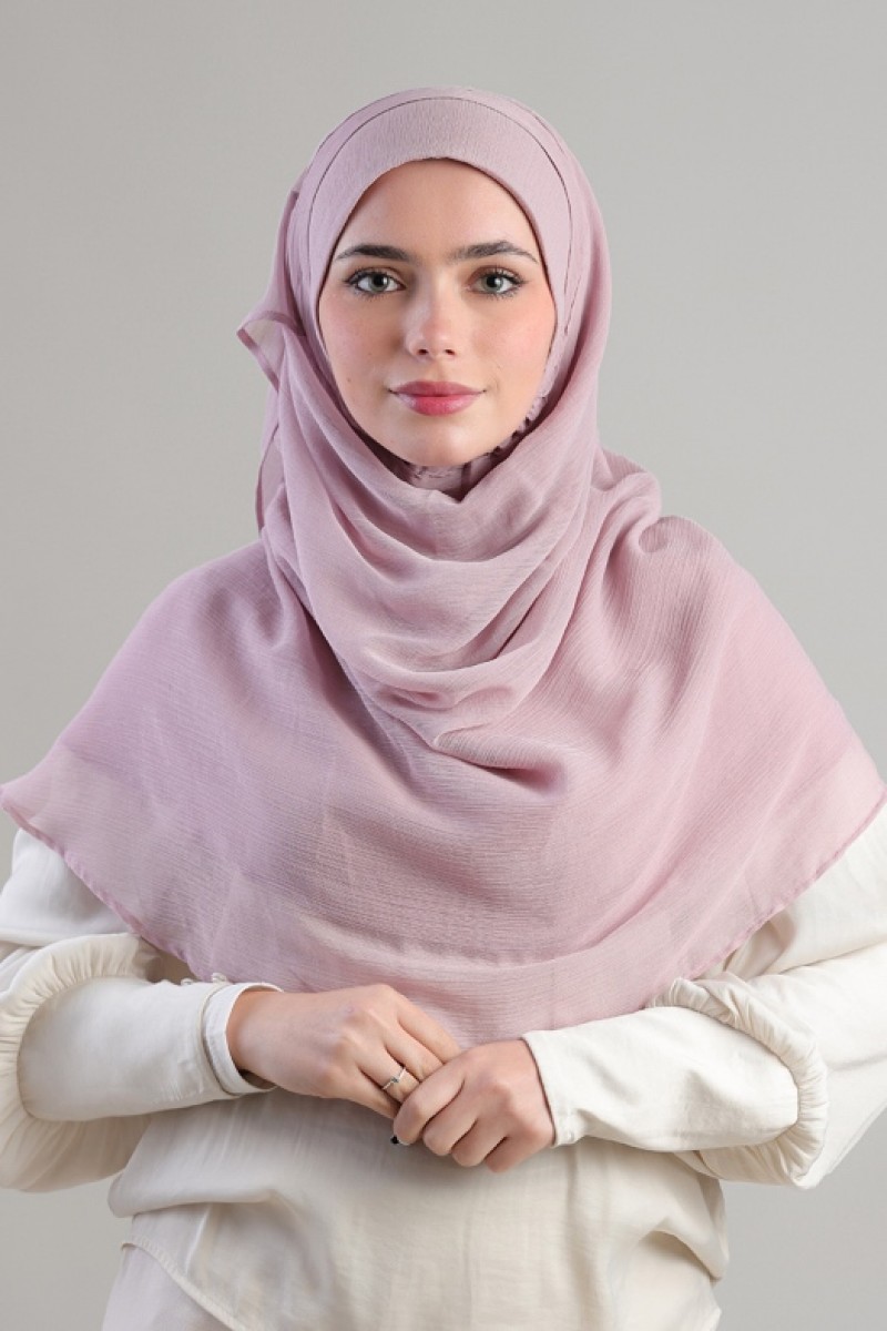 Light Mauve - Plain Crinkled Chiffon