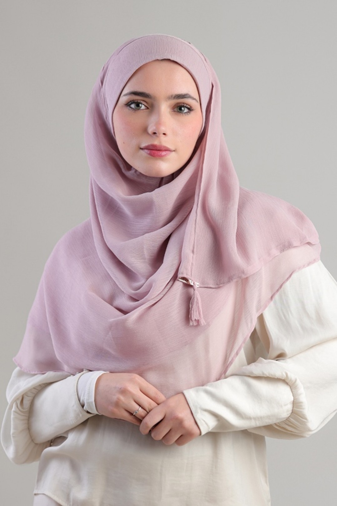 Light Mauve - Plain Crinkled Chiffon