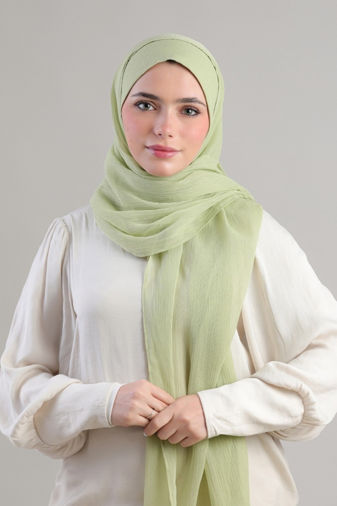 Lime Green - Plain Crinkled Chiffon