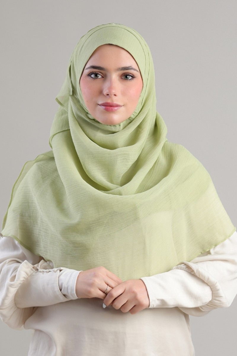 Lime Green - Plain Crinkled Chiffon