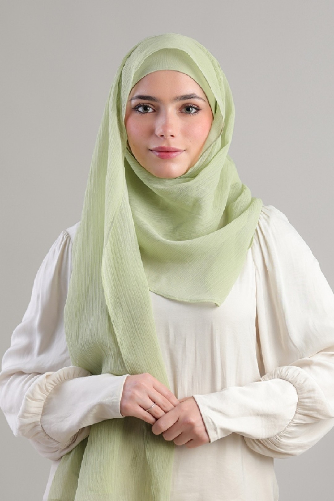 Lime Green - Plain Crinkled Chiffon