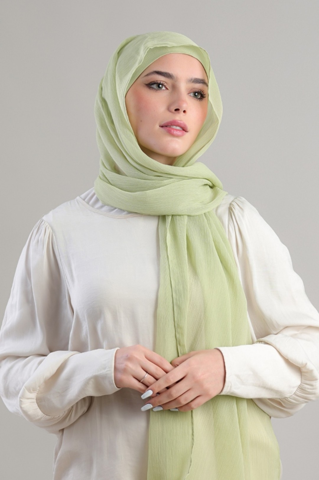 Lime Green - Plain Crinkled Chiffon
