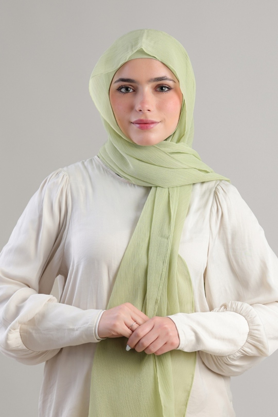Lime Green - Plain Crinkled Chiffon