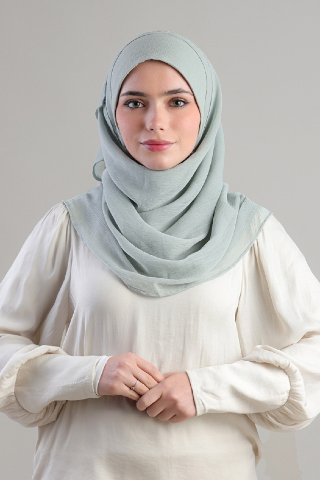 Soft Sage - Plain Crinkled Chiffon